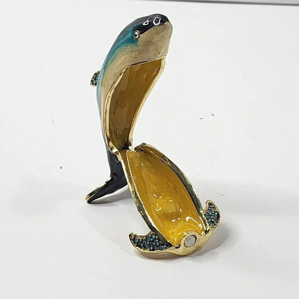 Art Form Objet d' Work of Art Dolphins PEDESTAL Jeweled Enamel Metal Trinket Box